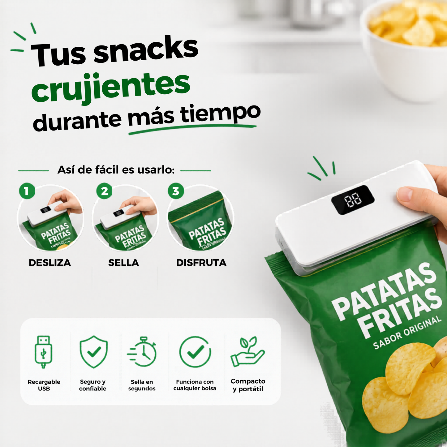 Sellador Bolsas: Mantén Frescos tus Snacks